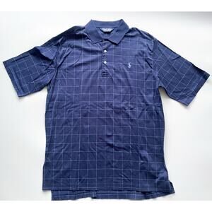 Men's Ralph Lauren Polo Golf Navy Window Pane Polo Shirt Size Large